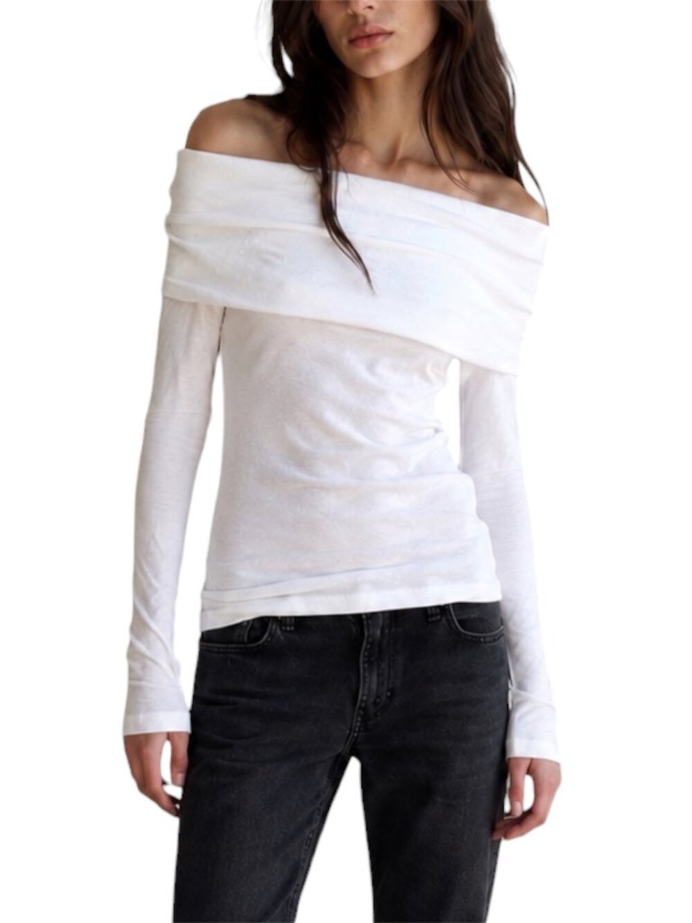 S NWT Zara White Off Shoulder slinky Bodycon Top